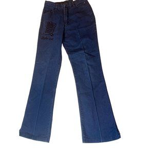 Lafei Nier Women's Vintage 1980s Bootcut Jeans Embroidered High Rise Blue SZ 26